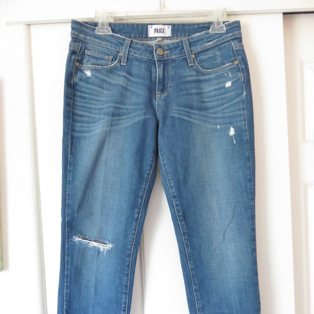 Paige Jimmy Jimmy Crop Distressed Jeans Medium Blue Size 26/4